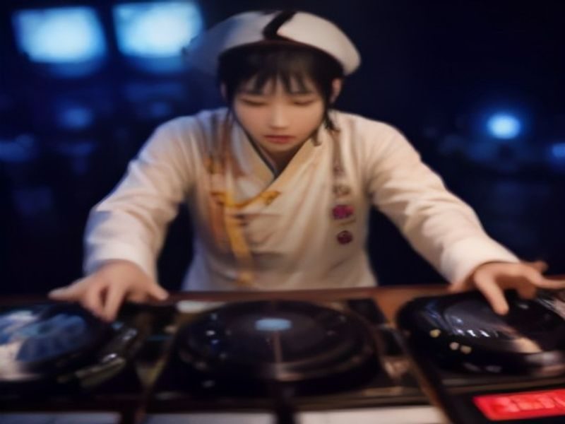 宝贝dj编辑团队在专业工作室内进行DJ音乐内容整理与资讯审核，大屏幕上显示着各类电子音乐风格分类与歌单数据，氛围专注而充满音乐热情